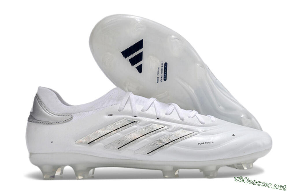 Men's Adidas Copa Pure 2+ FG Football Boots - White/Silver/Black 2