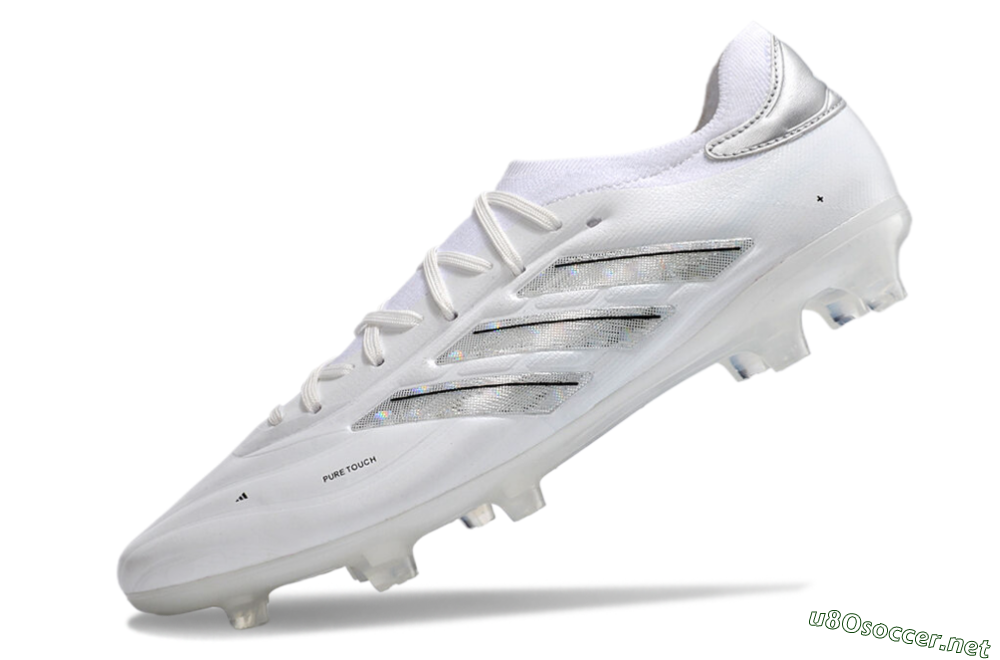 Men's Adidas Copa Pure 2+ FG Football Boots - White/Silver/Black 5