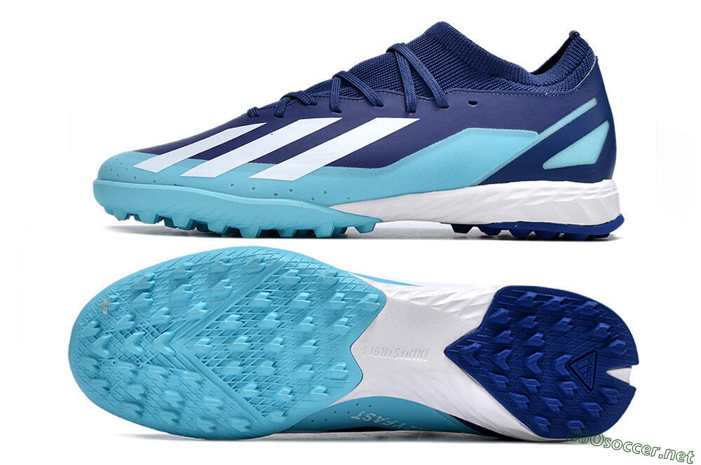 Men's Adidas X Crazyfast.3 TF Football Shoes - Blue/Jade/White 1