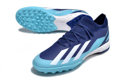 Men's Adidas X Crazyfast.3 TF Football Shoes - Blue/Jade/White