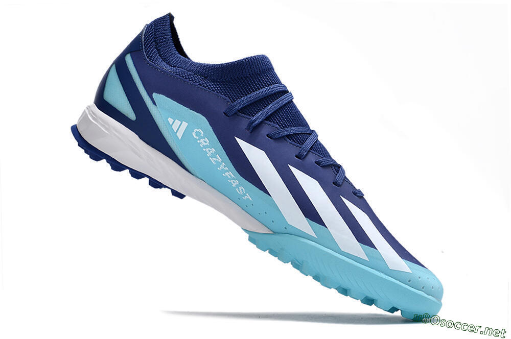 Men's Adidas X Crazyfast.3 TF Football Shoes - Blue/Jade/White 4