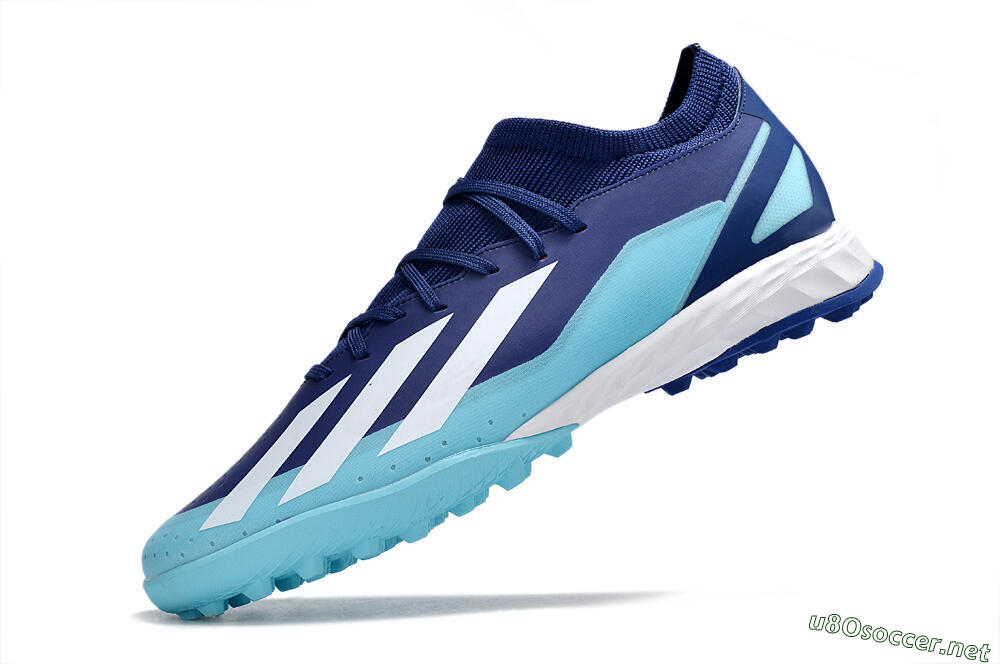Men's Adidas X Crazyfast.3 TF Football Shoes - Blue/Jade/White 5