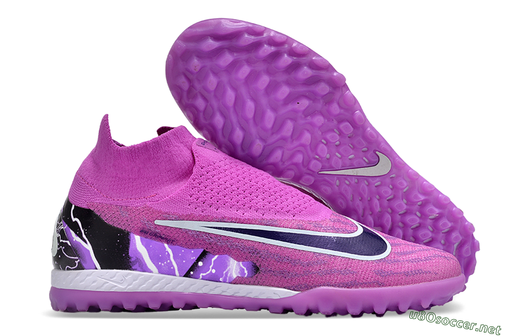 Men's Nike Phantom GX Elite DF Link TF Football Shoes - Purple/Black/White 2