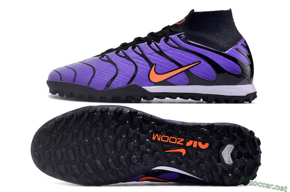 Unisex Nike Air Zoom Mercurial Superfly 9 Elite TF Football Shoes - Purple/Black/Orange 1