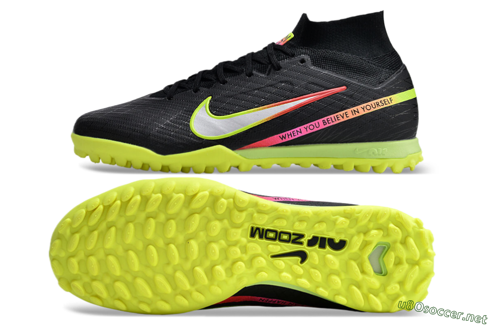 Unisex Nike Air Zoom Mercurial Superfly 9 Elite TF Football Shoes - Black/Silver/Green/Red 1
