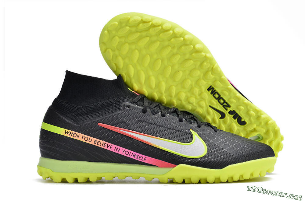 Unisex Nike Air Zoom Mercurial Superfly 9 Elite TF Football Shoes - Black/Silver/Green/Red 2