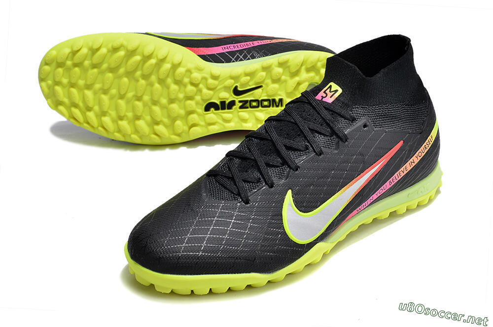 Unisex Nike Air Zoom Mercurial Superfly 9 Elite TF Football Shoes - Black/Silver/Green/Red 3