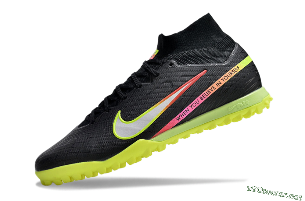 Unisex Nike Air Zoom Mercurial Superfly 9 Elite TF Football Shoes - Black/Silver/Green/Red 5