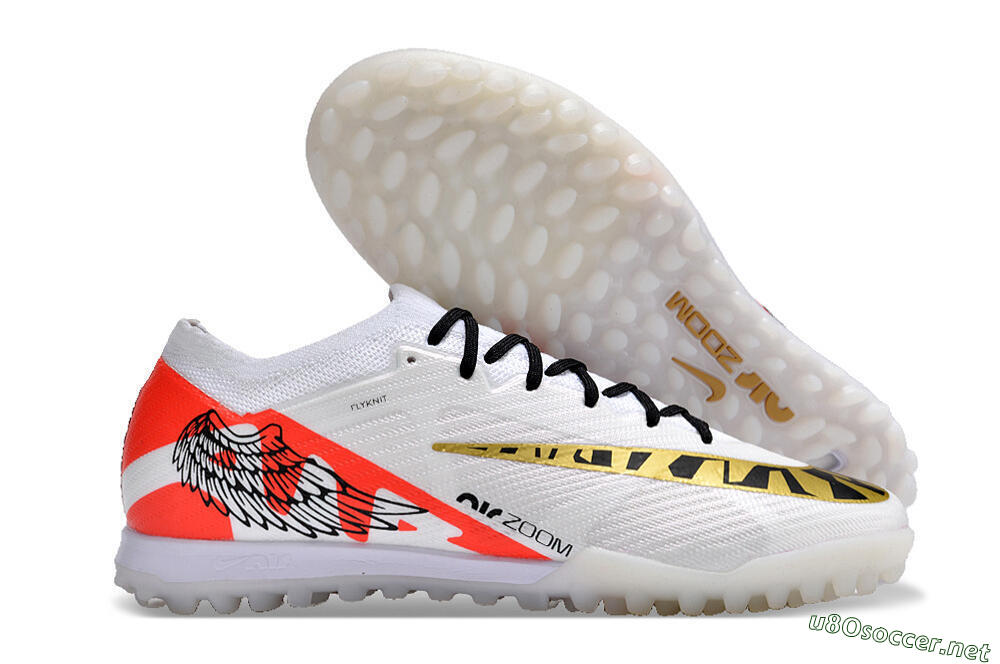 Unisex Nike Air Zoom Mercurial Vapor 15 Elite TF Football Shoes - White/Red/Gold 2
