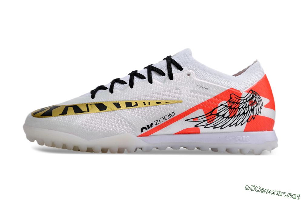 Unisex Nike Air Zoom Mercurial Vapor 15 Elite TF Football Shoes - White/Red/Gold 0