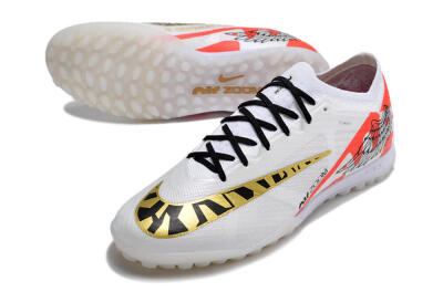 Unisex Nike Air Zoom Mercurial Vapor 15 Elite TF Football Shoes - White/Red/Gold
