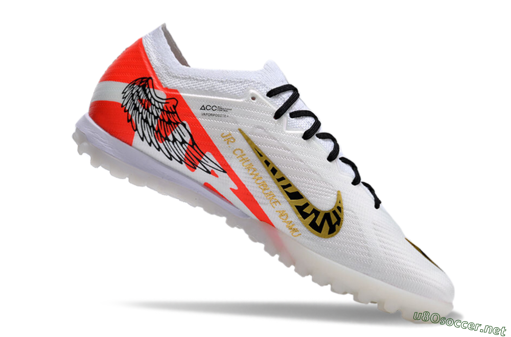 Unisex Nike Air Zoom Mercurial Vapor 15 Elite TF Football Shoes - White/Red/Gold 4