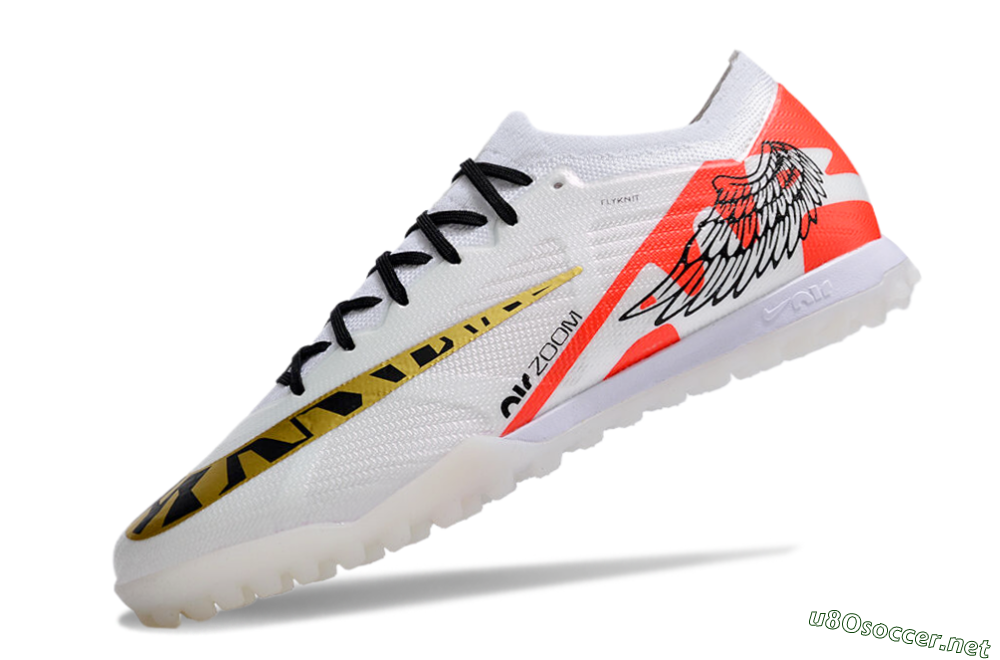 Unisex Nike Air Zoom Mercurial Vapor 15 Elite TF Football Shoes - White/Red/Gold 5