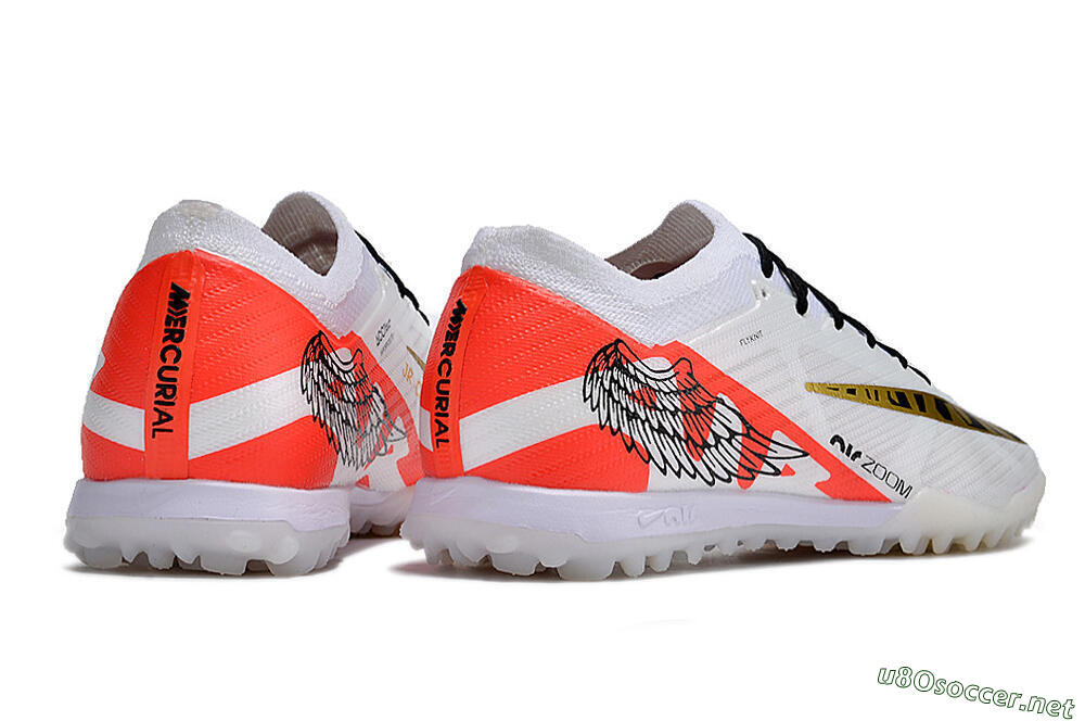 Unisex Nike Air Zoom Mercurial Vapor 15 Elite TF Football Shoes - White/Red/Gold 6