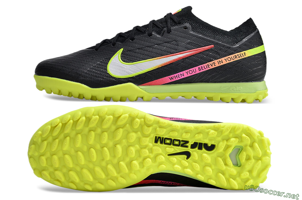 Men's Nike Air Zoom Mercurial Vapor 15 Elite TF Football Shoes - Black/Silver/Green/Red 1