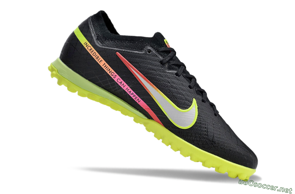 Men's Nike Air Zoom Mercurial Vapor 15 Elite TF Football Shoes - Black/Silver/Green/Red 4