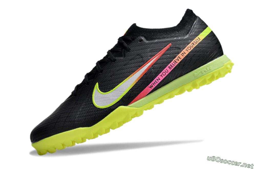 Men's Nike Air Zoom Mercurial Vapor 15 Elite TF Football Shoes - Black/Silver/Green/Red 5