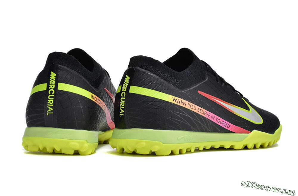 Men's Nike Air Zoom Mercurial Vapor 15 Elite TF Football Shoes - Black/Silver/Green/Red 6