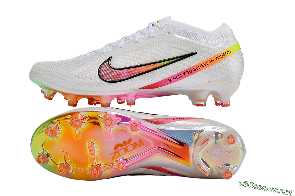 Men's Nike Air Zoom Mercurial Vapor 15 Elite AG Football Boots - White/Pink/Black/Yellow/Gold 1