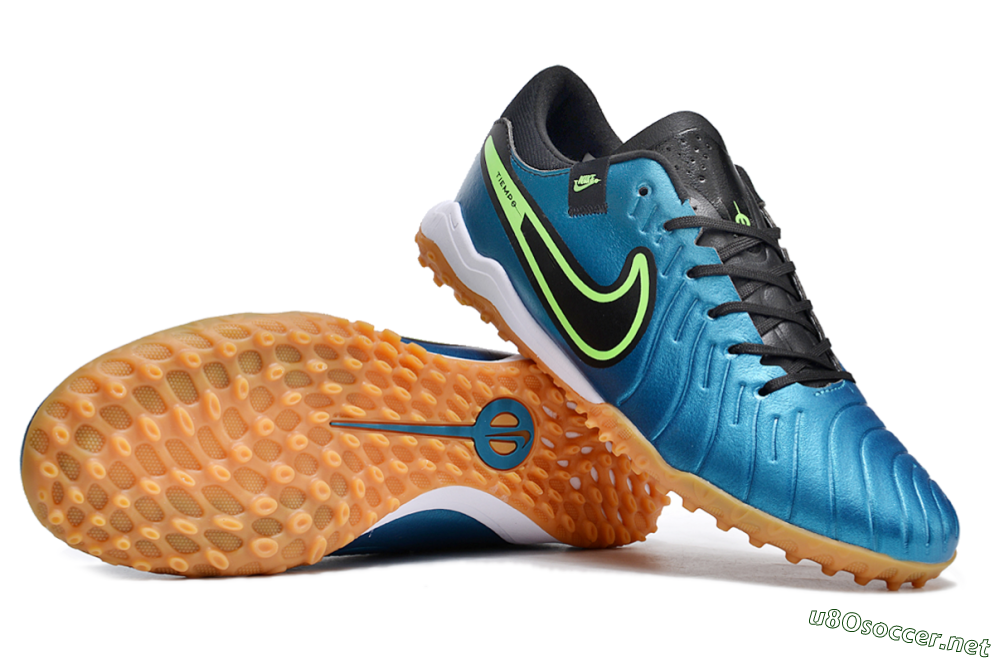 Men's Nike Tiempo Legend 10 Pro TF Football Shoes - Jade/Black/Yellow 1