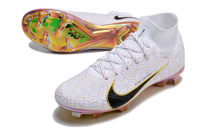 Unisex Nike Air Zoom Mercurial Superfly 9 Elite FG Football Boots - White/Black/Gold