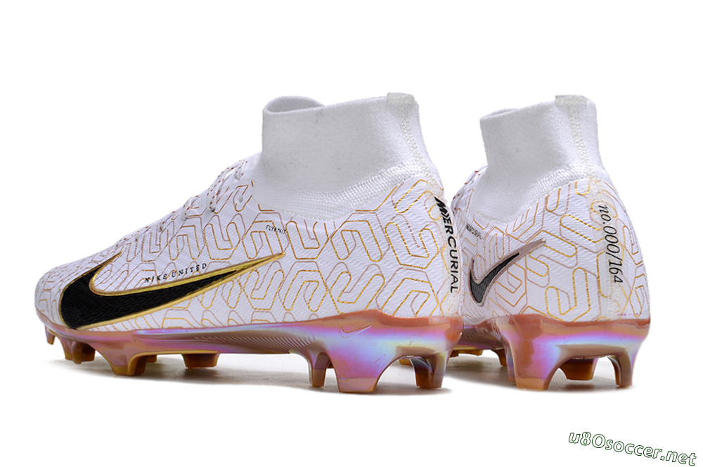 Unisex Nike Air Zoom Mercurial Superfly 9 Elite FG Football Boots - White/Black/Gold 5
