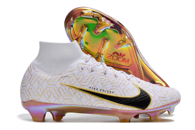 Unisex Nike Air Zoom Mercurial Superfly 9 Elite FG Football Boots - White/Black/Gold