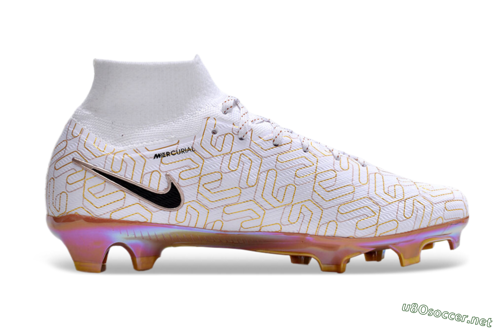 Unisex Nike Air Zoom Mercurial Superfly 9 Elite FG Football Boots - White/Black/Gold 4