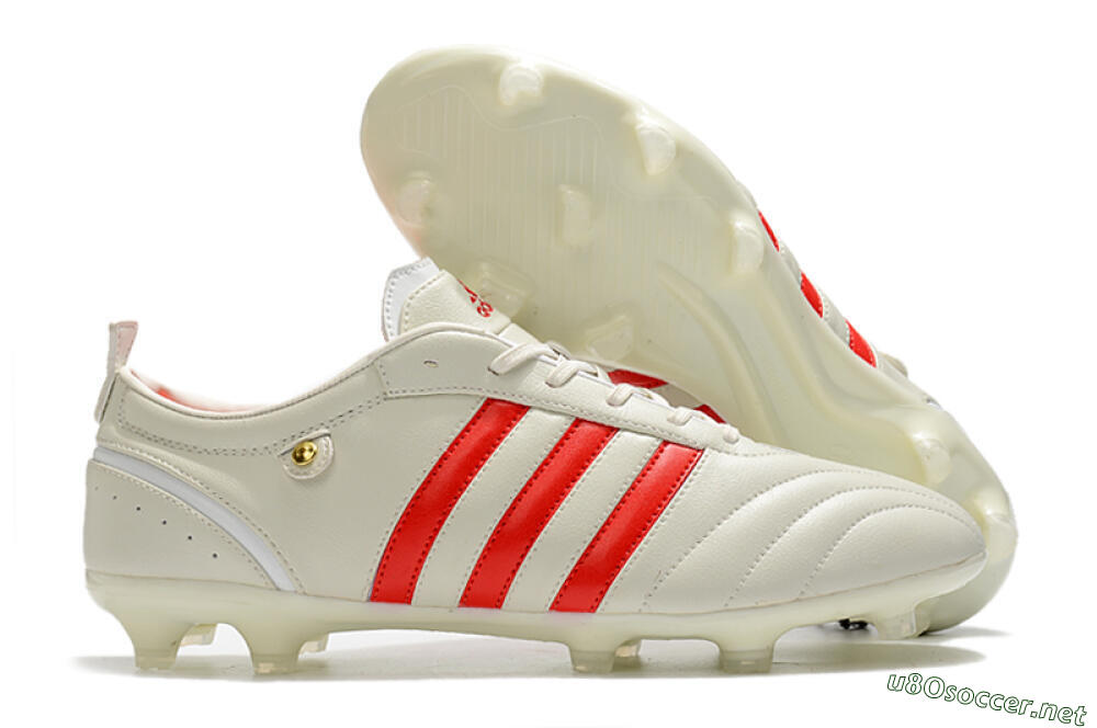 Men's Adidas Adipure FG Football Boots - Beige/Red 2
