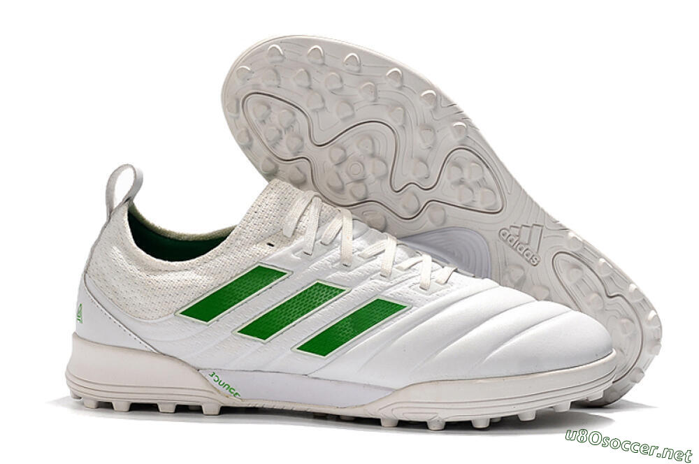 Men's Adidas Copa Tango 20.1 TF Football Shoes - White/Green 2