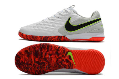 Men's NIke Tiempo Lunar Legend 8 Pro IC Football Shoes - White/Black/Yellow/Red