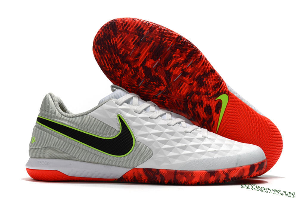 Men's NIke Tiempo Lunar Legend 8 Pro IC Football Shoes - White/Black/Yellow/Red 2