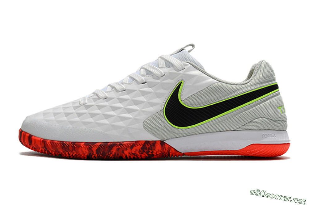 Men's NIke Tiempo Lunar Legend 8 Pro IC Football Shoes - White/Black/Yellow/Red 0