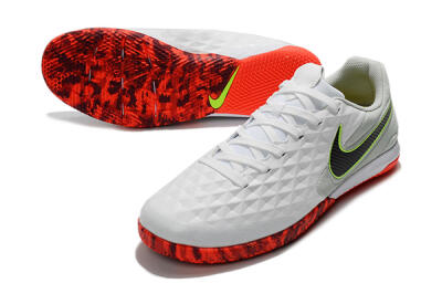 Men's NIke Tiempo Lunar Legend 8 Pro IC Football Shoes - White/Black/Yellow/Red