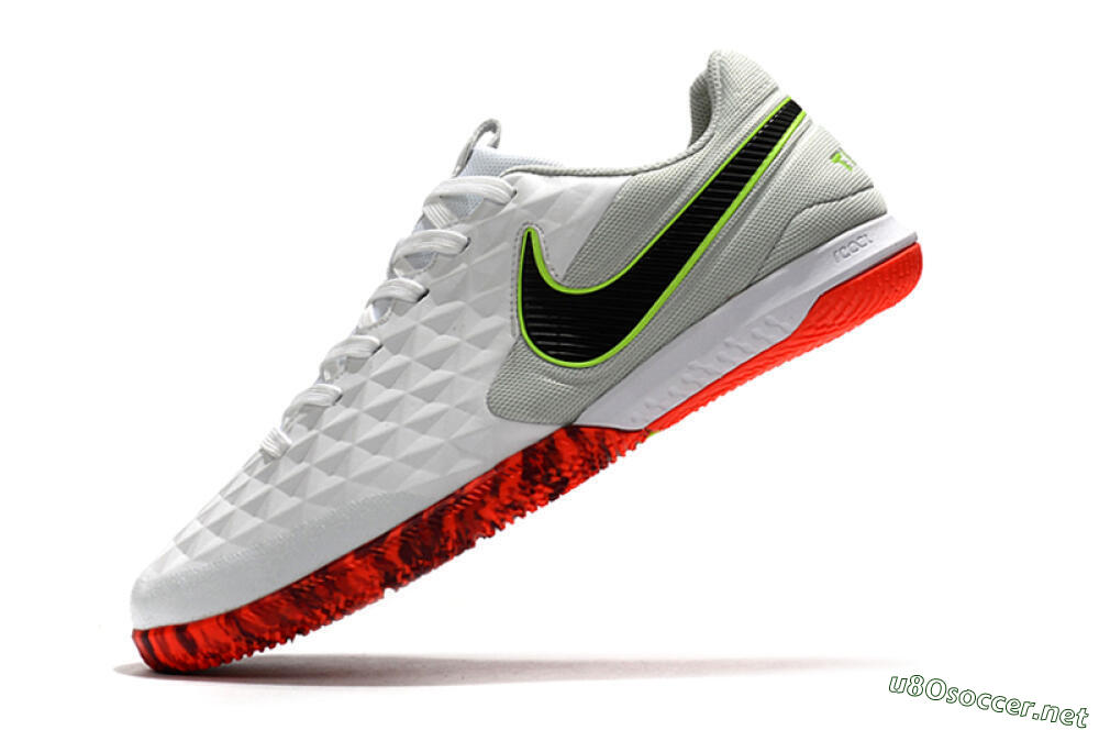 Men's NIke Tiempo Lunar Legend 8 Pro IC Football Shoes - White/Black/Yellow/Red 5