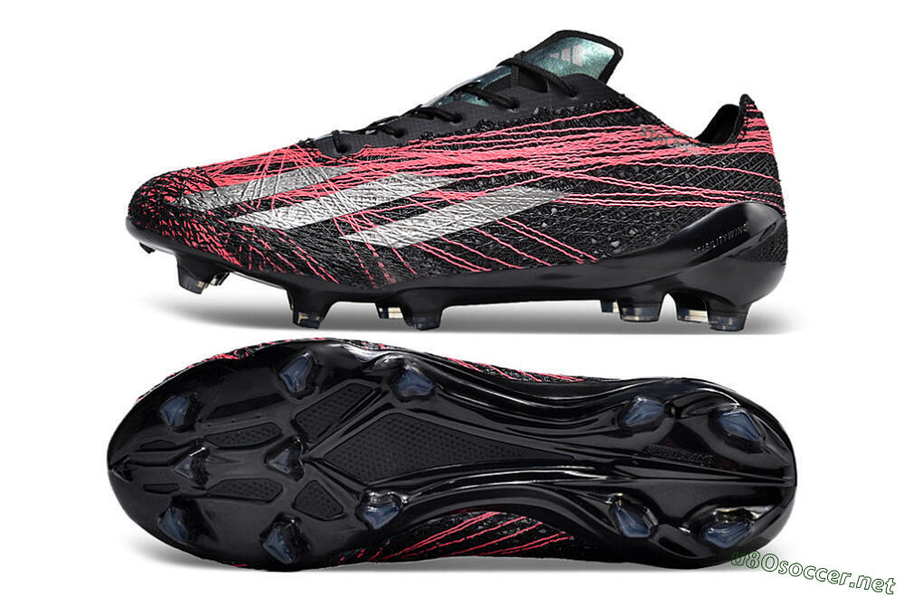 Men's Adidas X Crazyfast Strung+ FG Football Boots - Black/Silver/Pink 1
