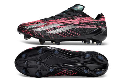 Men's Adidas X Crazyfast Strung+ FG Football Boots - Black/Silver/Pink