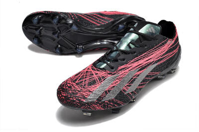 Men's Adidas X Crazyfast Strung+ FG Football Boots - Black/Silver/Pink