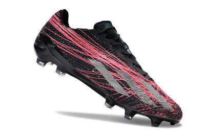 Men's Adidas X Crazyfast Strung+ FG Football Boots - Black/Silver/Pink