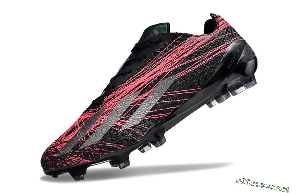 Men's Adidas X Crazyfast Strung+ FG Football Boots - Black/Silver/Pink 5