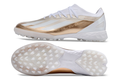 Men's Adidas X Crazyfast.1 TF Football Shoes - Gold/White
