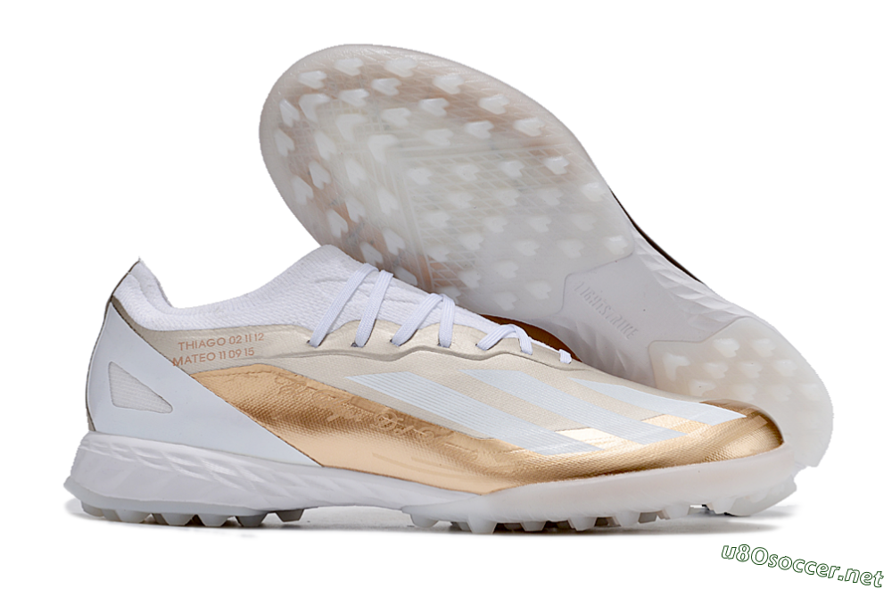 Men's Adidas X Crazyfast.1 TF Football Shoes - Gold/White 2
