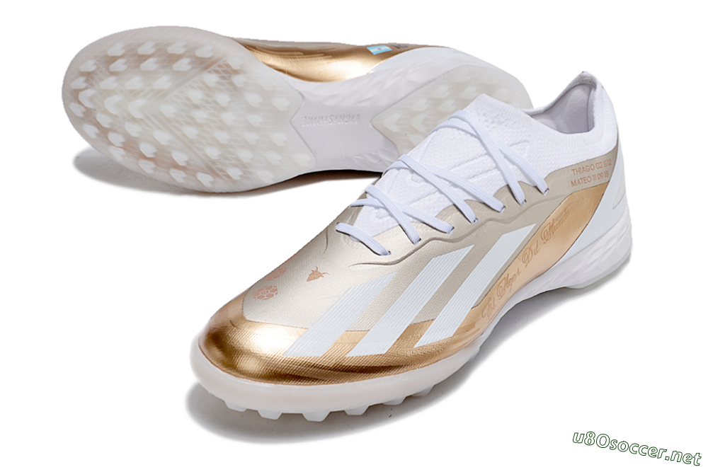 Men's Adidas X Crazyfast.1 TF Football Shoes - Gold/White 3