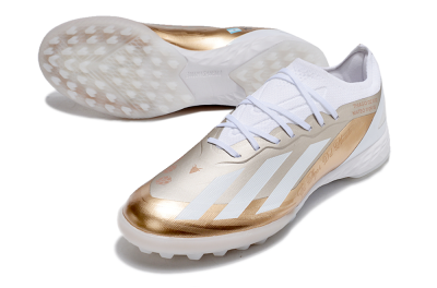 Men's Adidas X Crazyfast.1 TF Football Shoes - Gold/White