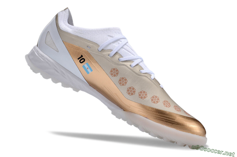 Men's Adidas X Crazyfast.1 TF Football Shoes - Gold/White 4