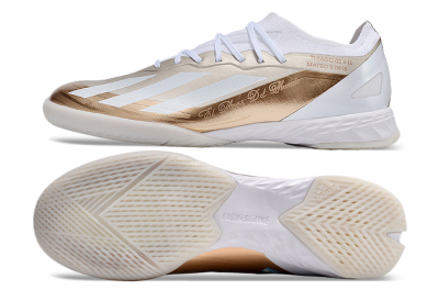 Men's Adidas X Crazyfast.1 IC Football Shoes - Gold/White