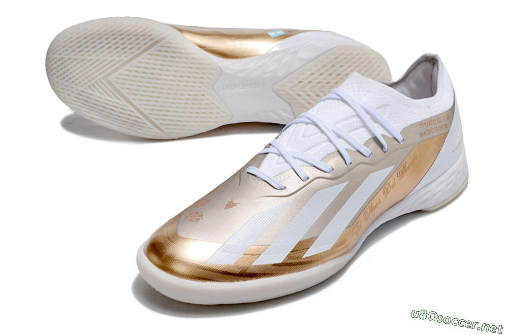 Men's Adidas X Crazyfast.1 IC Football Shoes - Gold/White 3