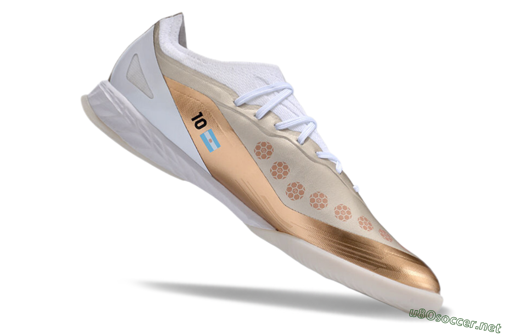 Men's Adidas X Crazyfast.1 IC Football Shoes - Gold/White 4