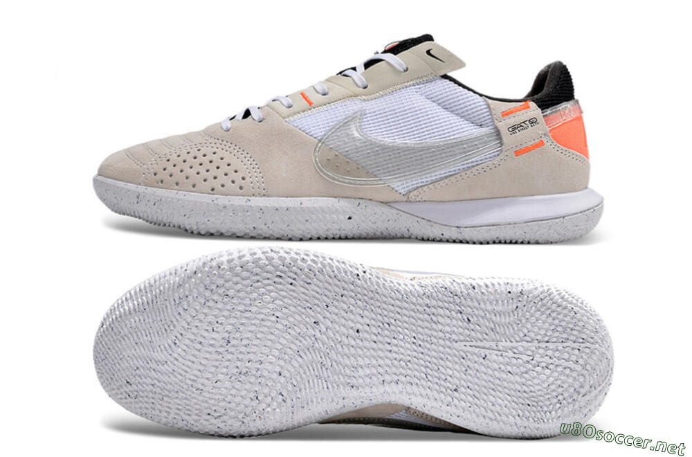 Men's Nike Street Gato IC Football Shoes - Brown/White/Orange 1