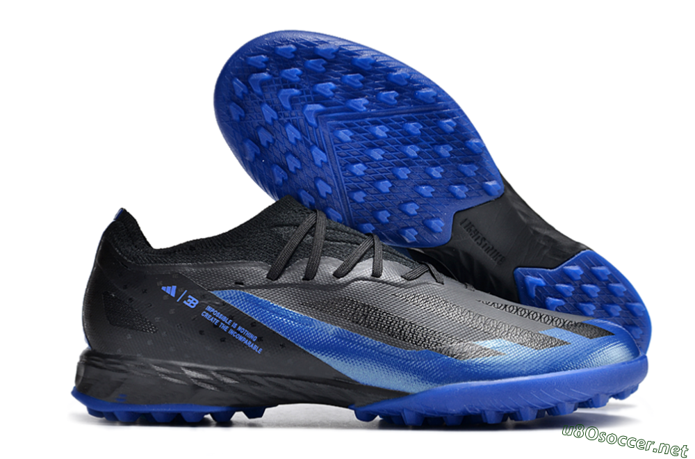 Men's Adidas X Crazyfast.1 TF Football Shoes - Black/Blue 2